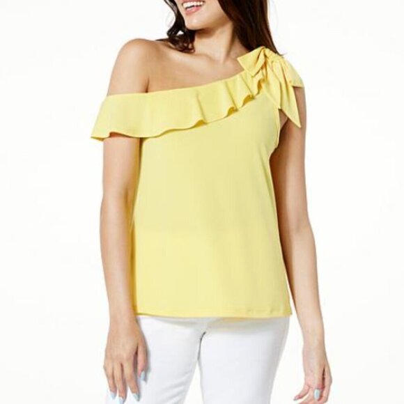 Colleen Lopez Tops - Colleen Lopez Pink Medium Bow Tie Off Shoulder Pull On Blouse